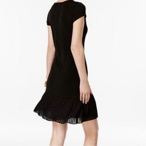 NWT MICHAEL Michael Kors Size S Black Fit & Flare Dress W/Pleated Hem